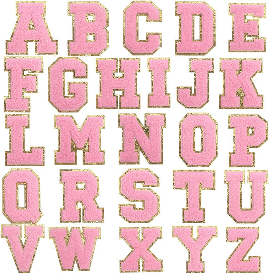 Bubblegum Pink Chenille Alphabet Patches
