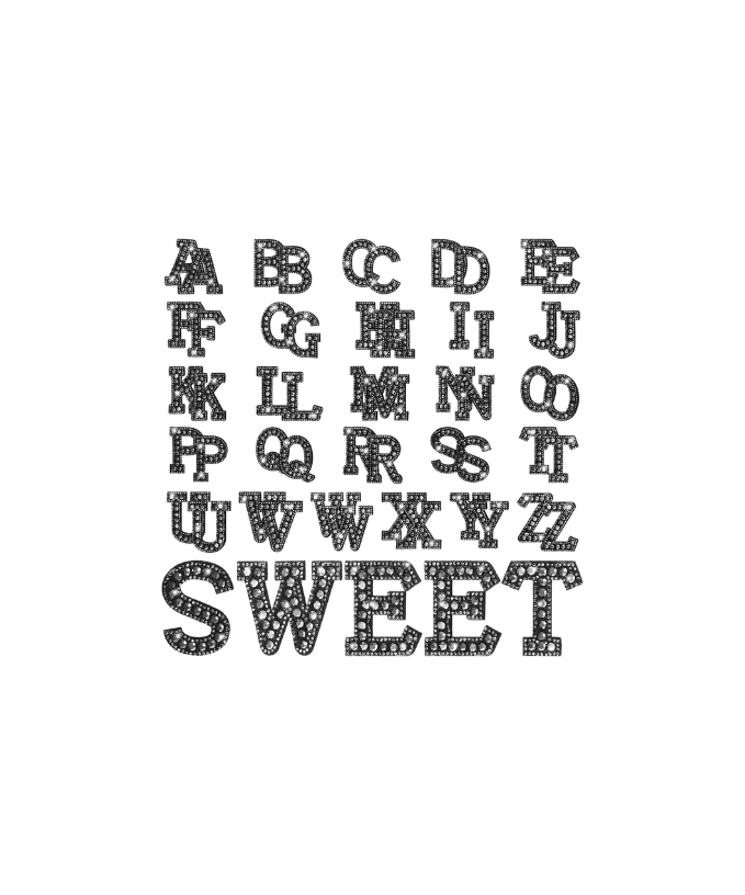 Extra Large Black Rhinestone Alphabet Patch