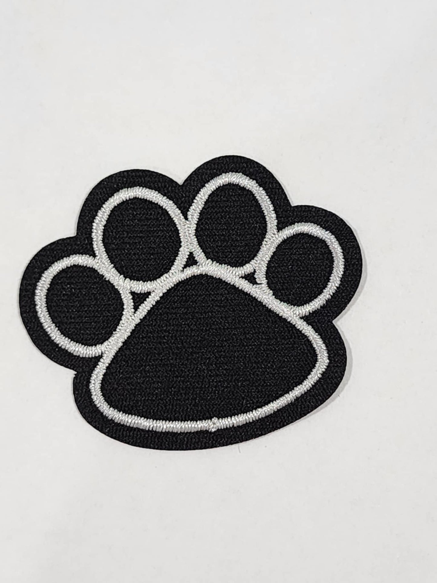 Paw Print Black and White Embroidered