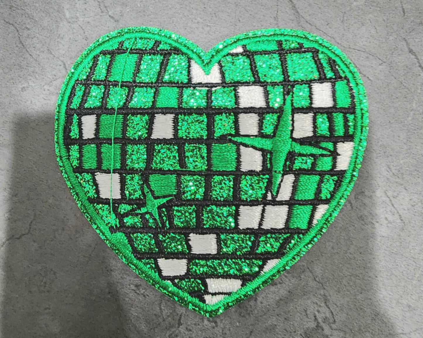Green Disco Ball Heart