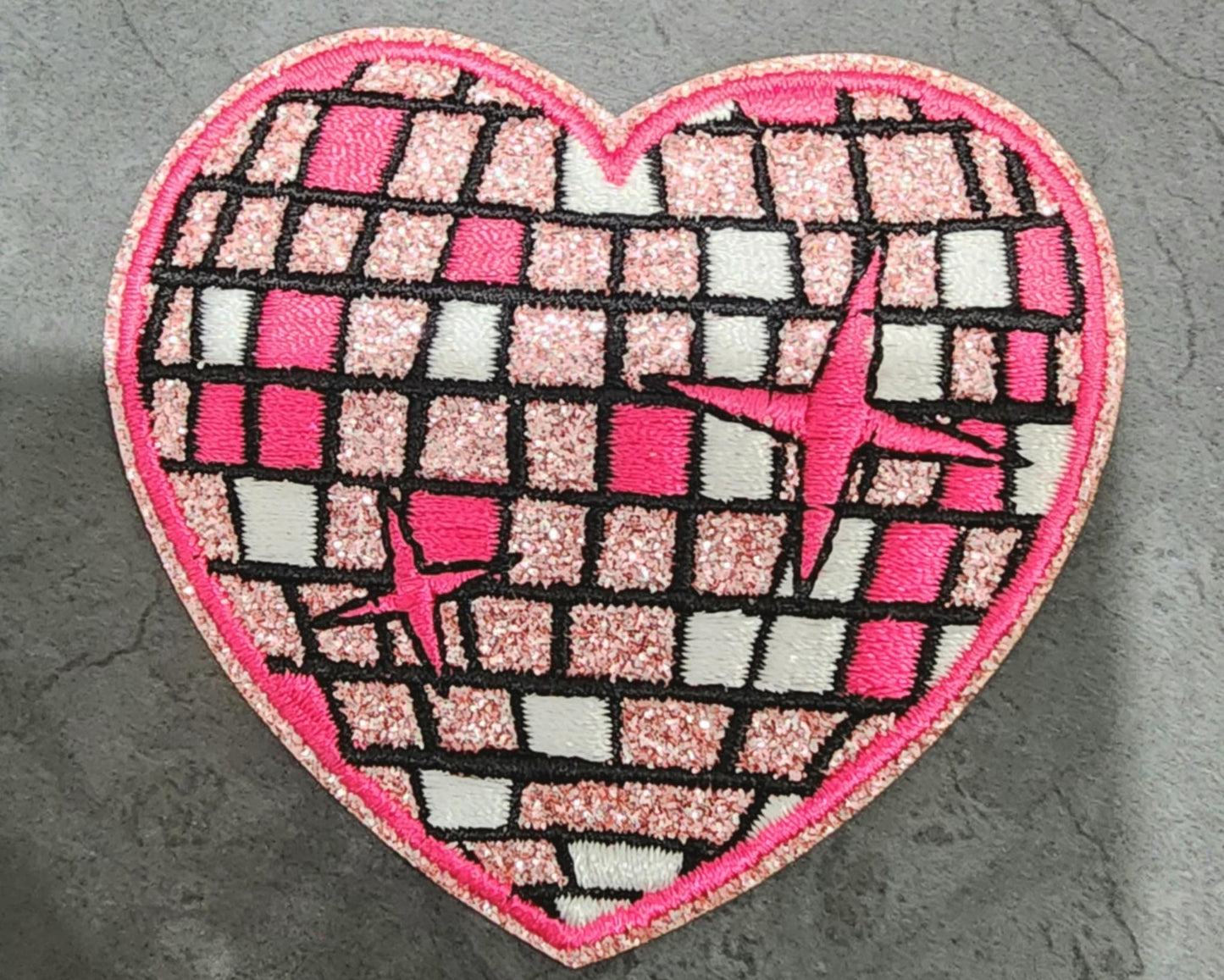 Fucshia Disco Ball Heart