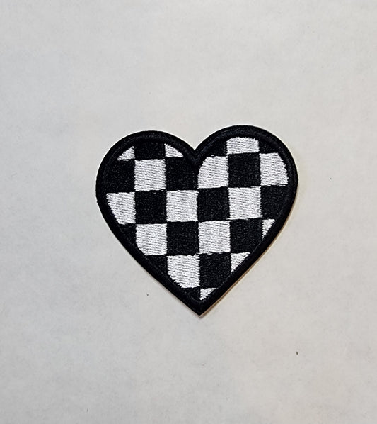 Black and White Check Heart