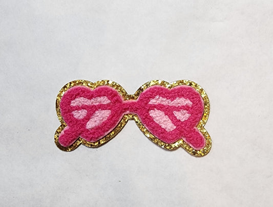 Chenille Pink  Sunglasses With Glitter Outline