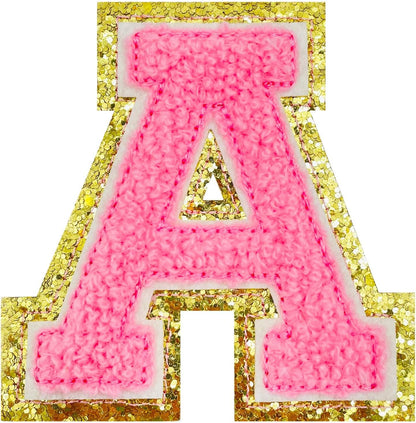 3 inch Bubblegum Pink Chenille Alphabet Patches