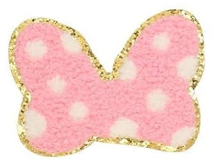 Bubblegum Pink Chenille Bow with Polka Dot