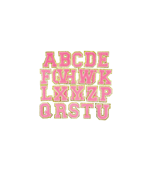 3 inch Bubblegum Pink Chenille Alphabet Patches