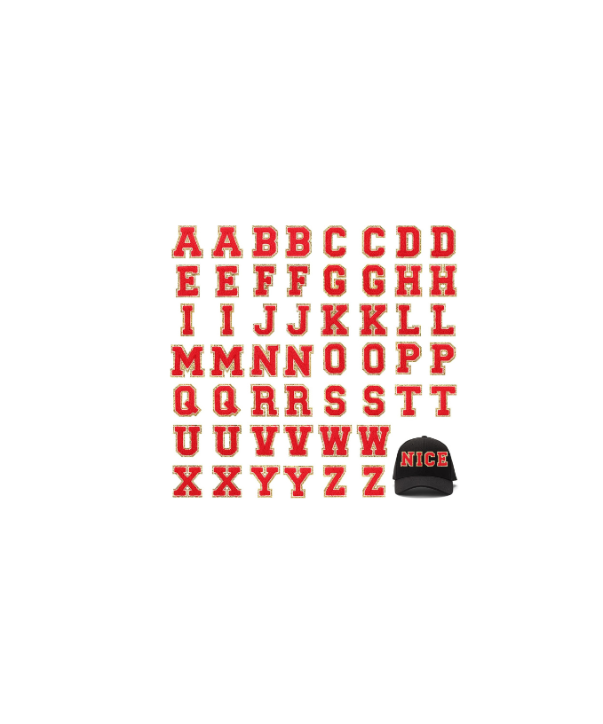 Chenille Red Alphabet Patches