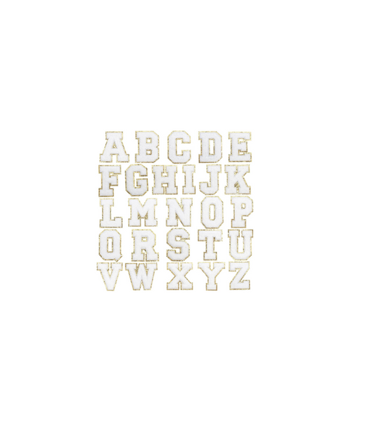 Cloud White Chenille Alphabet Patches