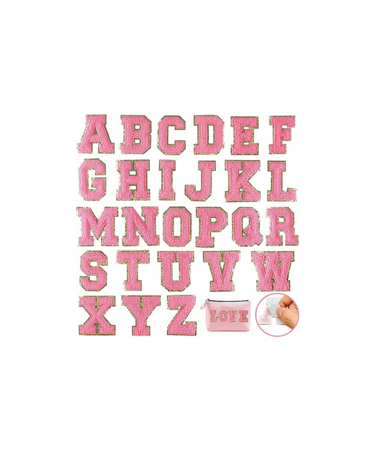 Dark Pink Chenille Alphabet Patches