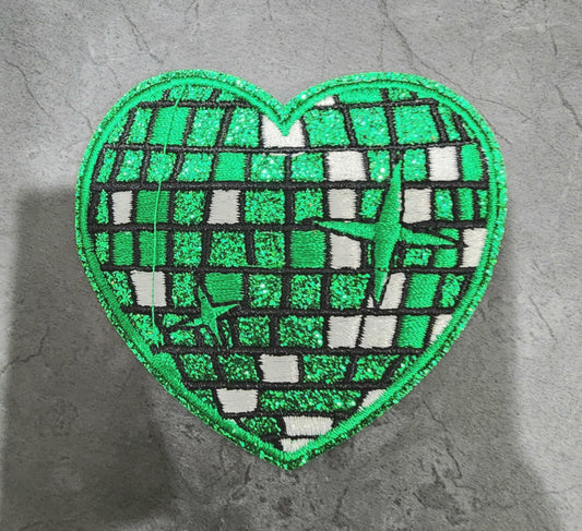 Green Disco Ball Heart