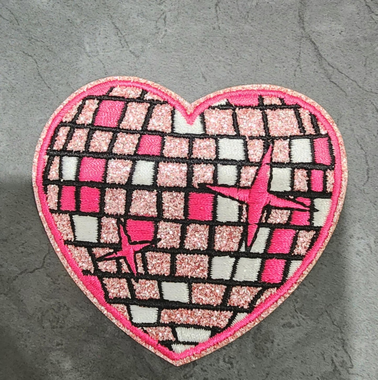 Fucshia Disco Ball Heart