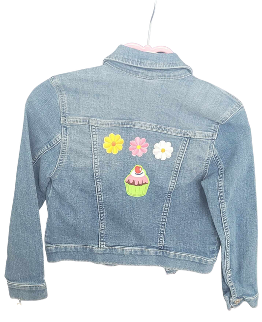 "FLOWERS AND CUPCAKE" Denim Jacket